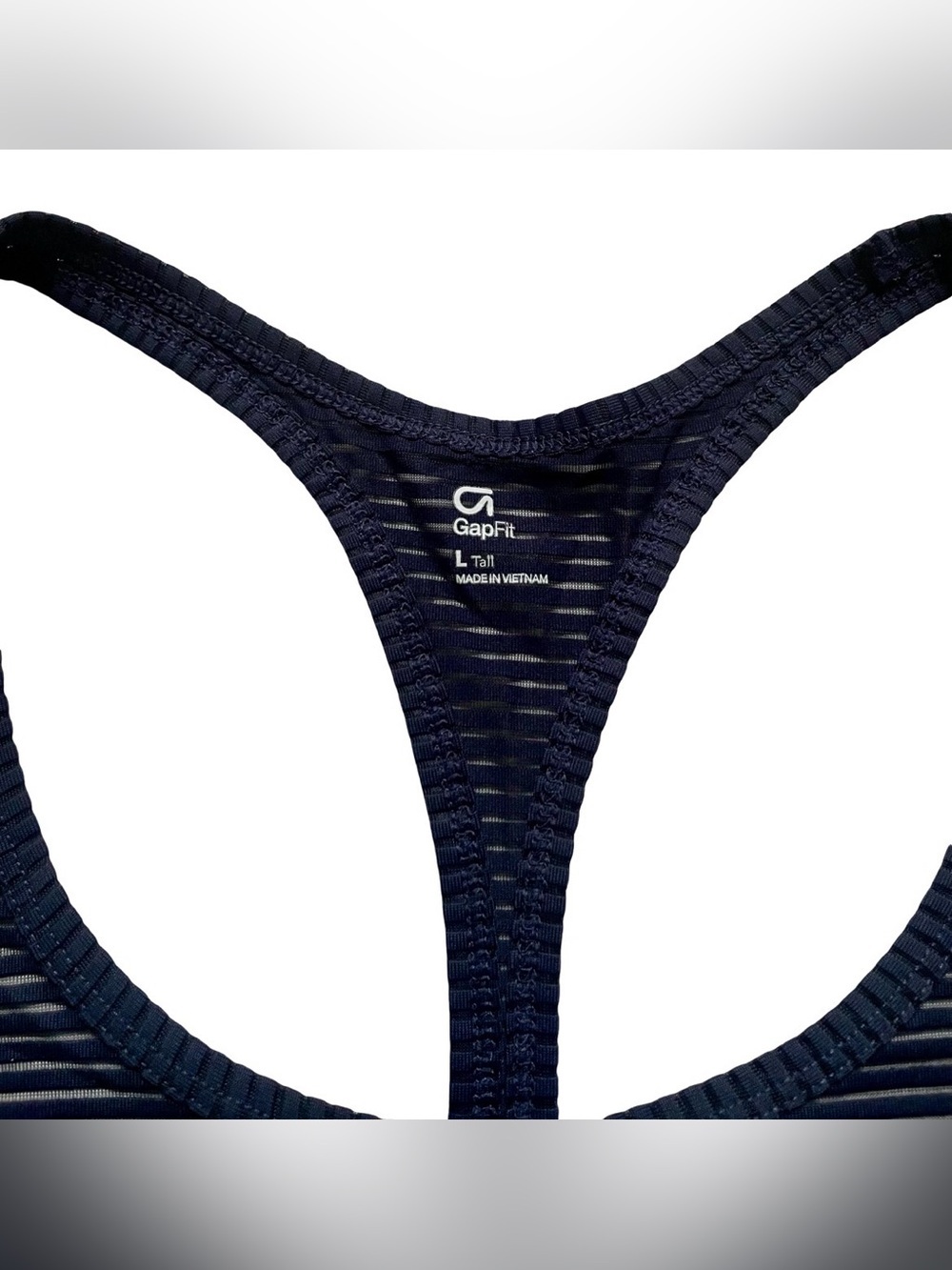 NWT GapFit Sheer Navy Ribbed Racerback Tank Top - Picture 2 of 5